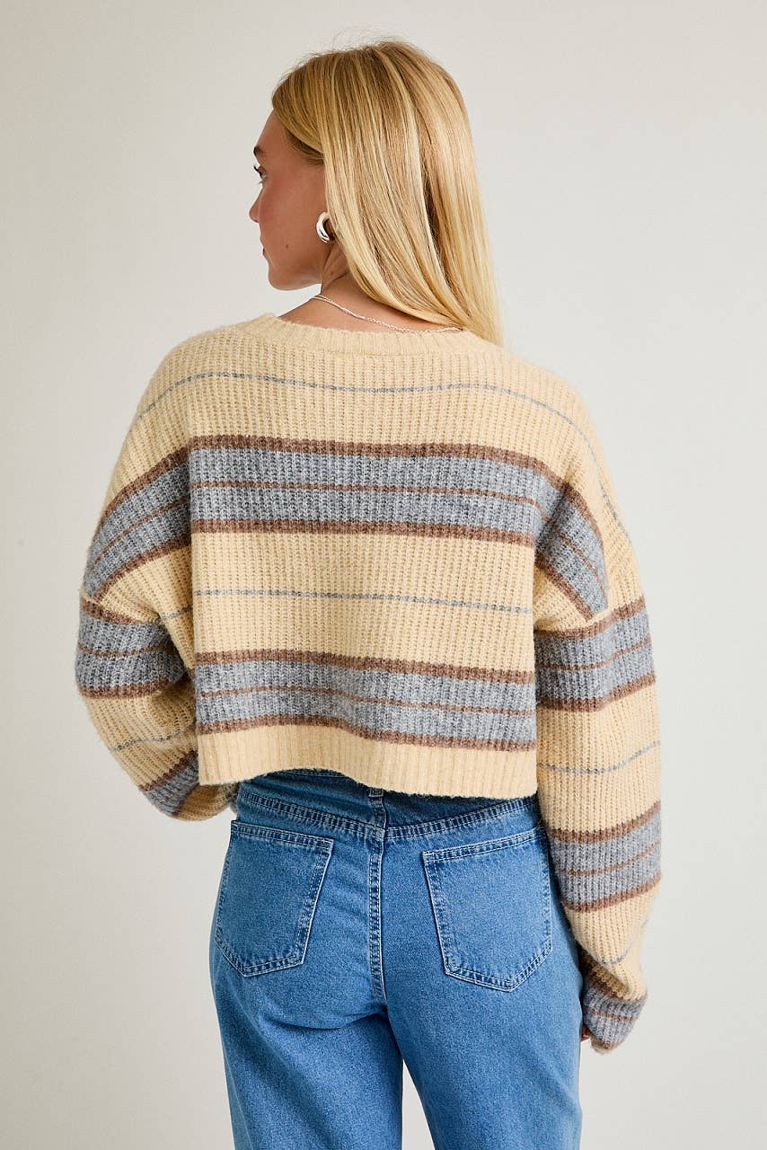 Oversize Crop Stripe Sweater