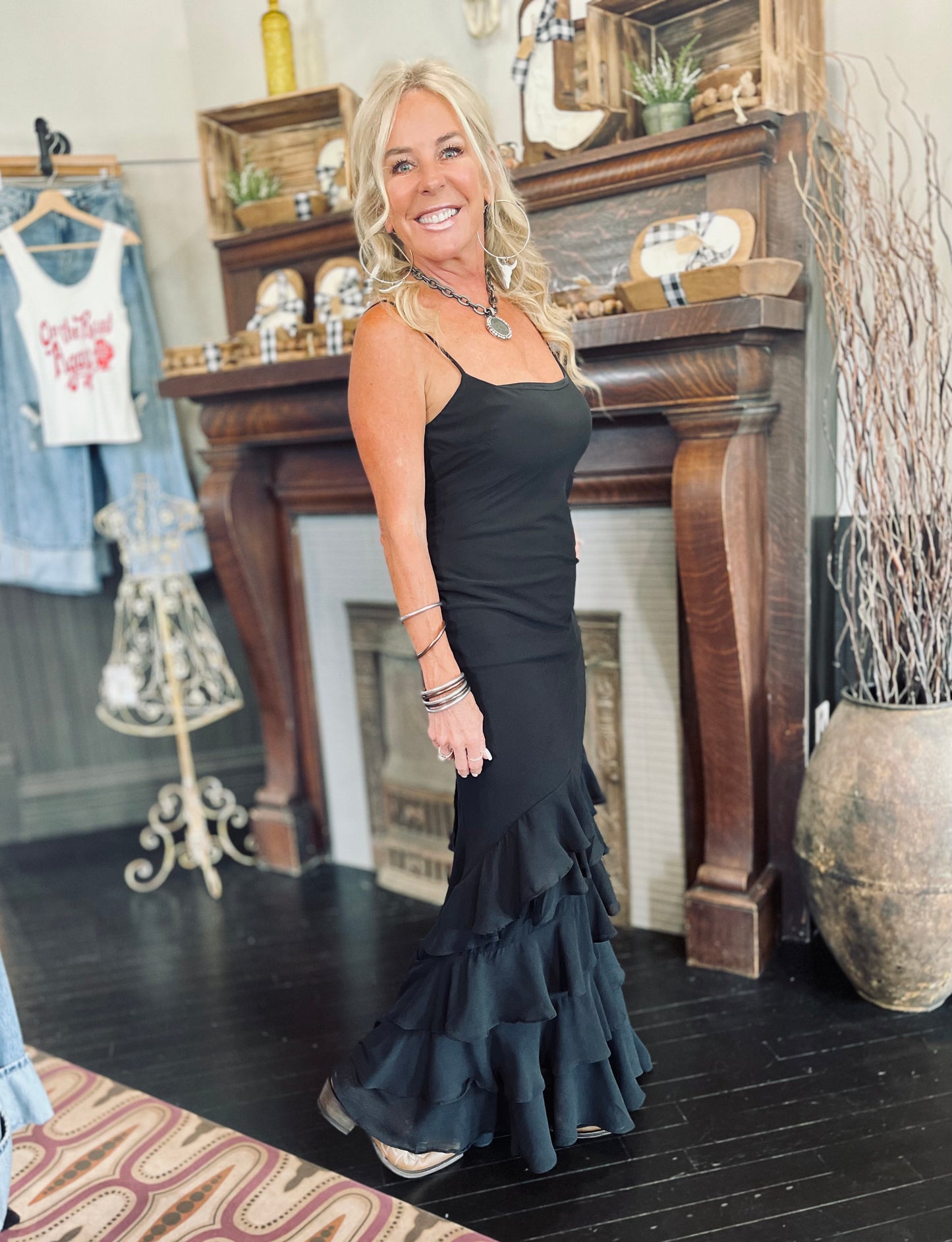 Top Tier Ruffle Maxi Dress