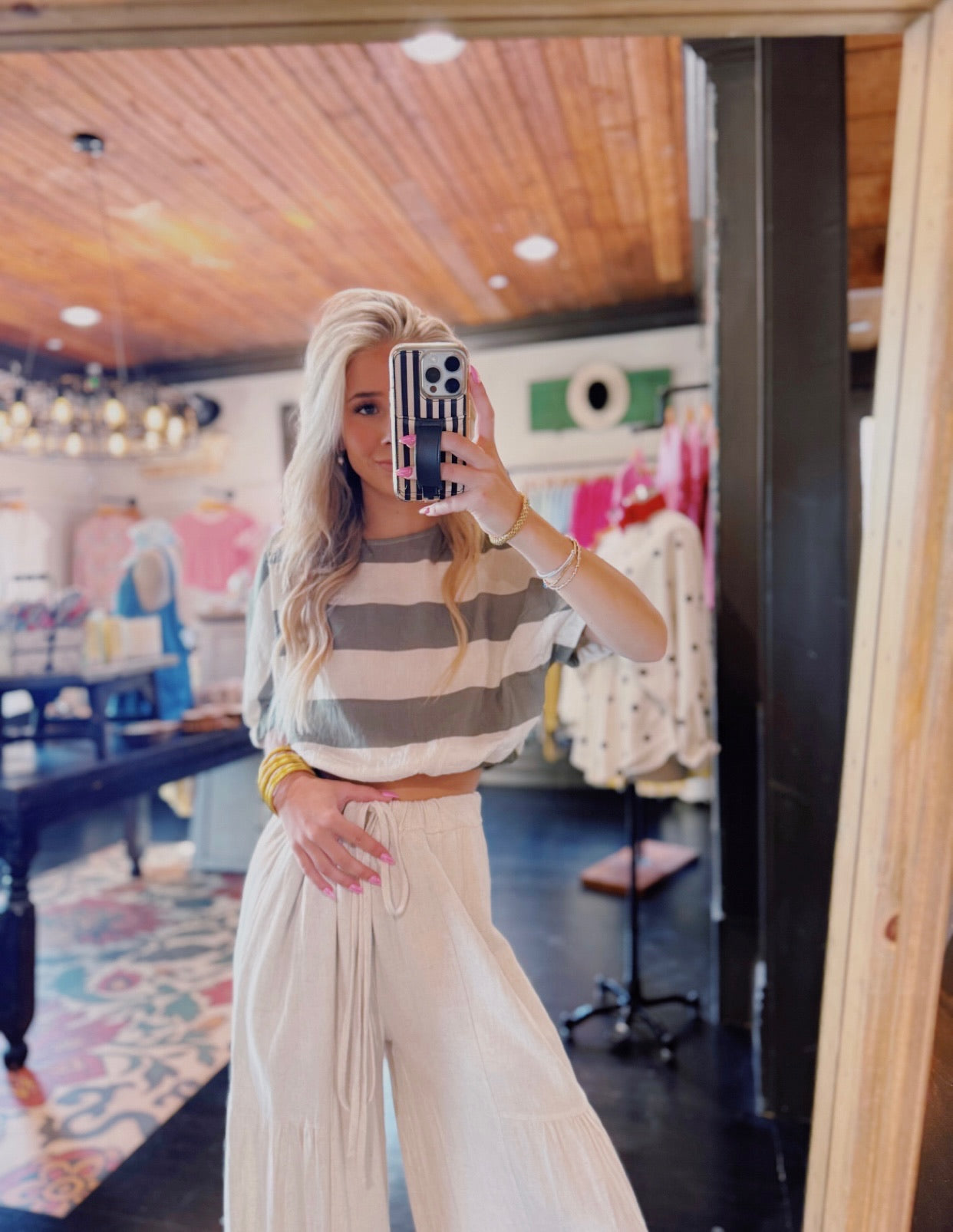 Olive Nautical Top
