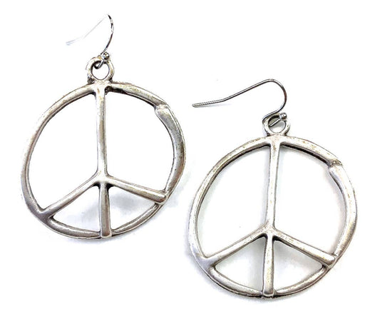Peace Sign/Silver Earrings