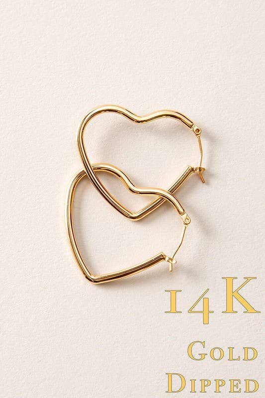 14K HEART HOOP EARRING