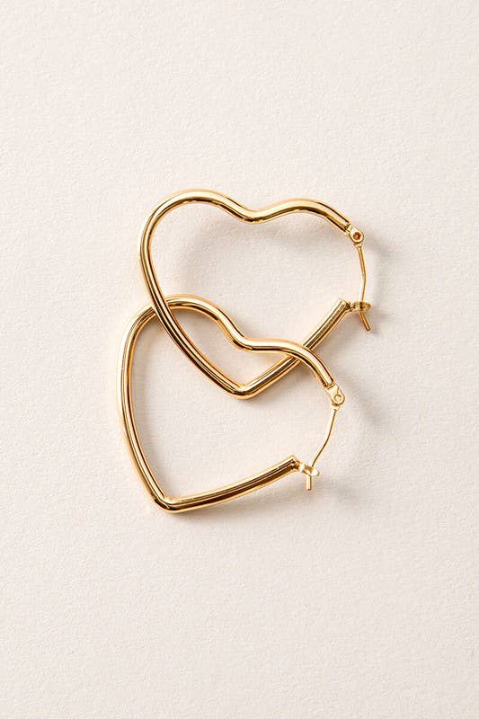 14K HEART HOOP EARRING