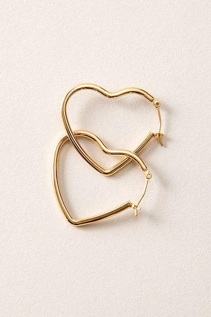 14K HEART HOOP EARRING