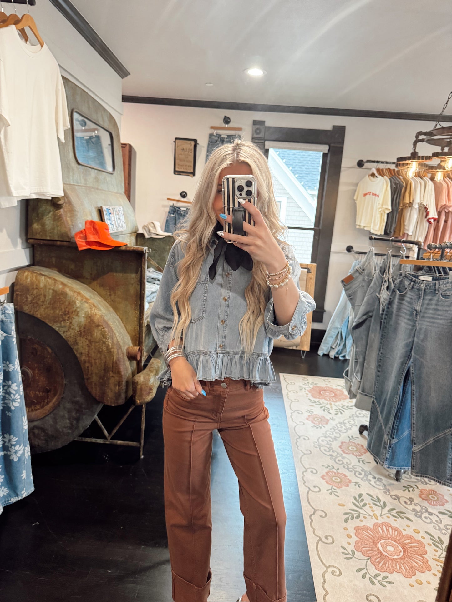 Softest Denim Flutter Top