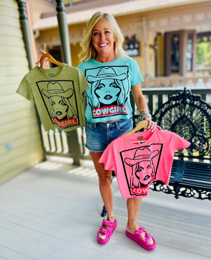 Neon Cowgirl Crop Tee