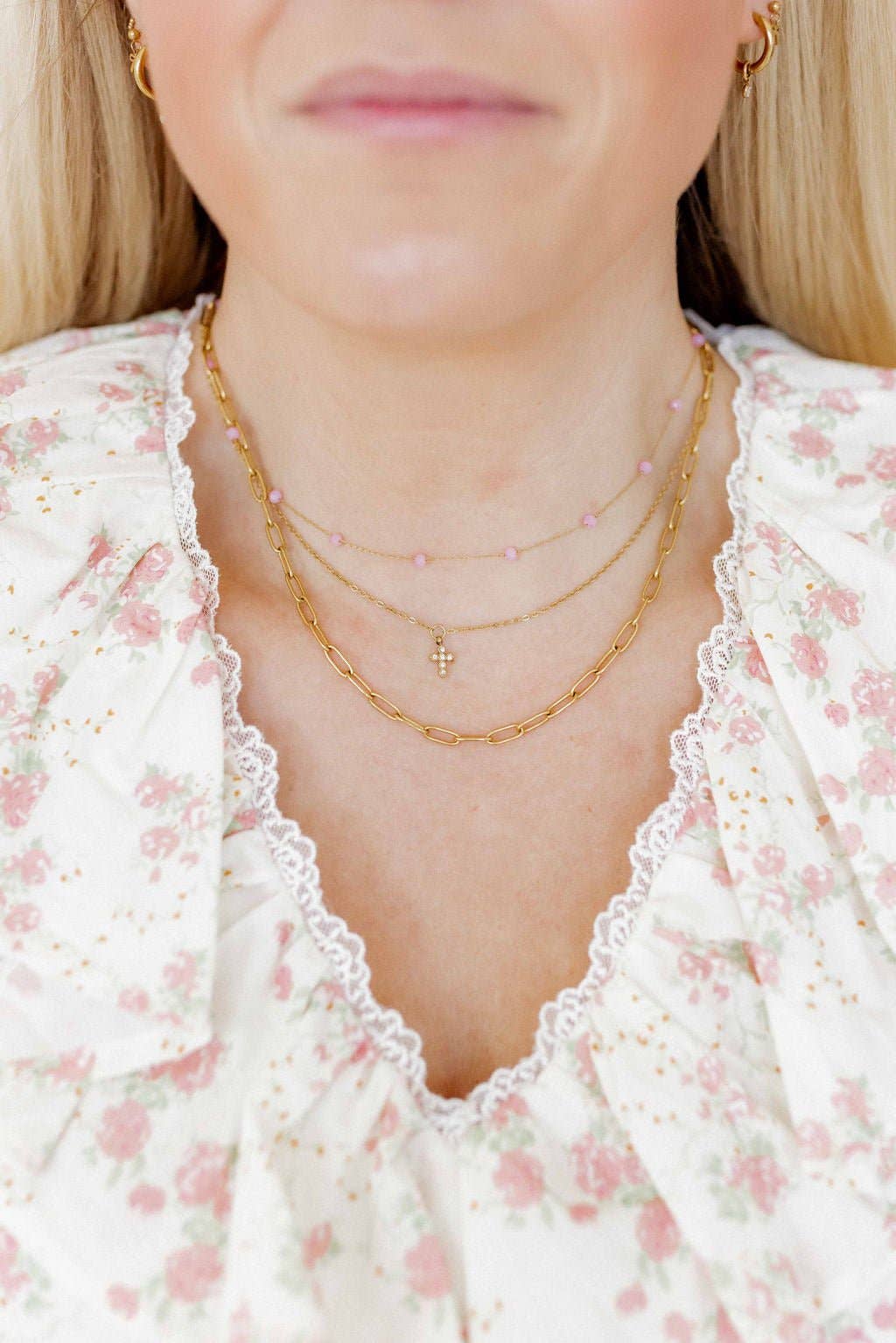 Necklace - Carly Cross Gold