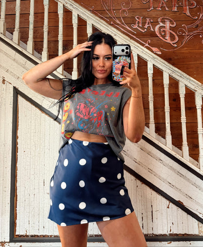 Navy Dottie Mini Skirt