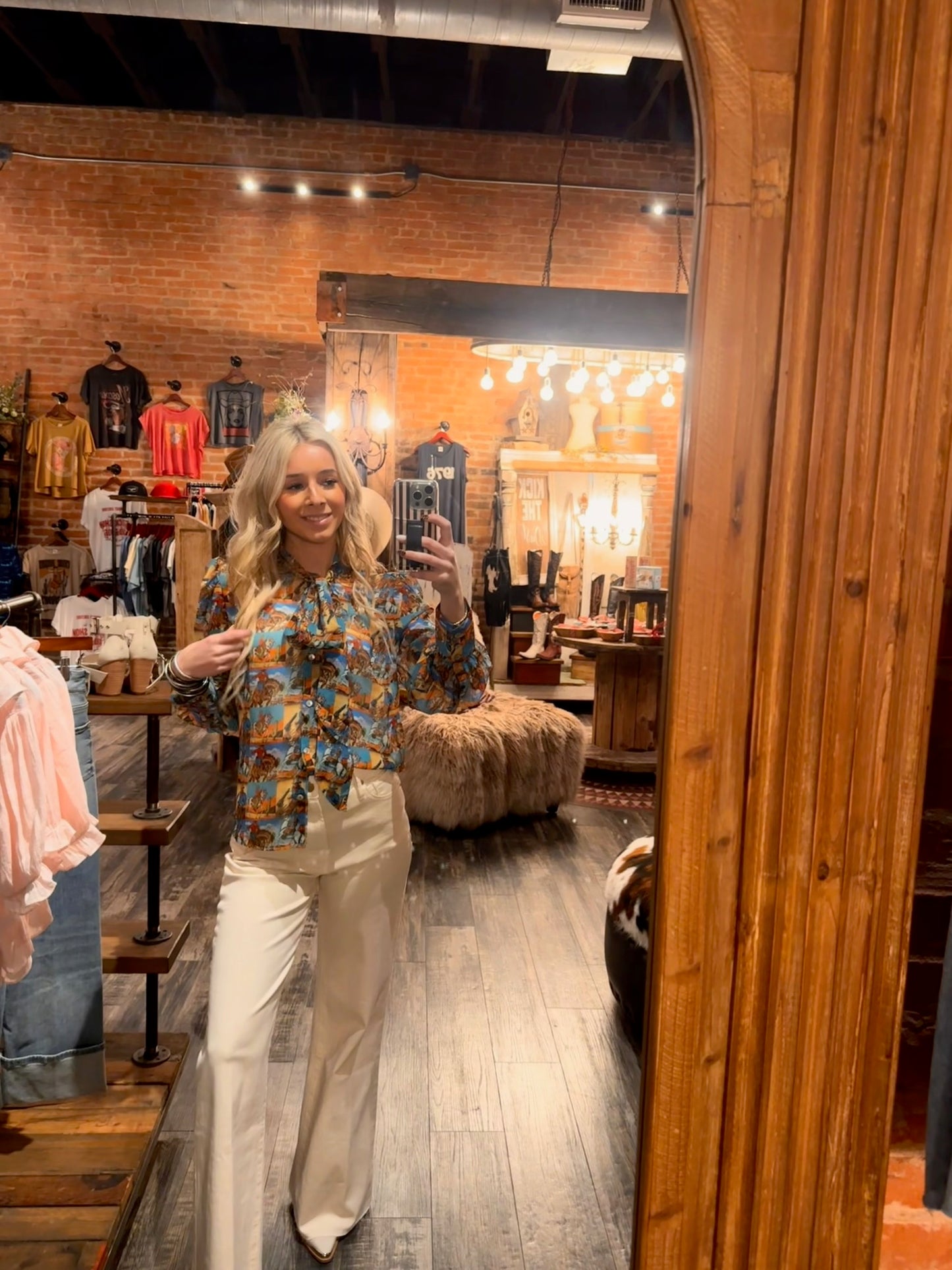 Howdy Hanny Long Sleeve Yeehaw Tie Top