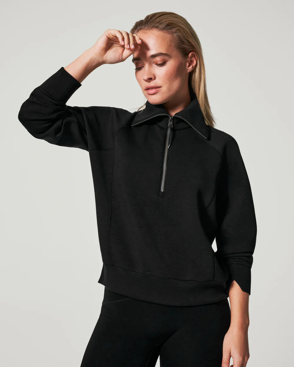 SPANX AirEssentials Half Zip in Very Black