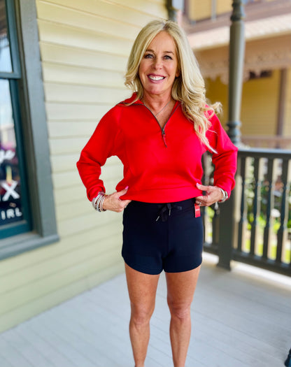 SPANX AirEssentials Half Zip in Spanx Red