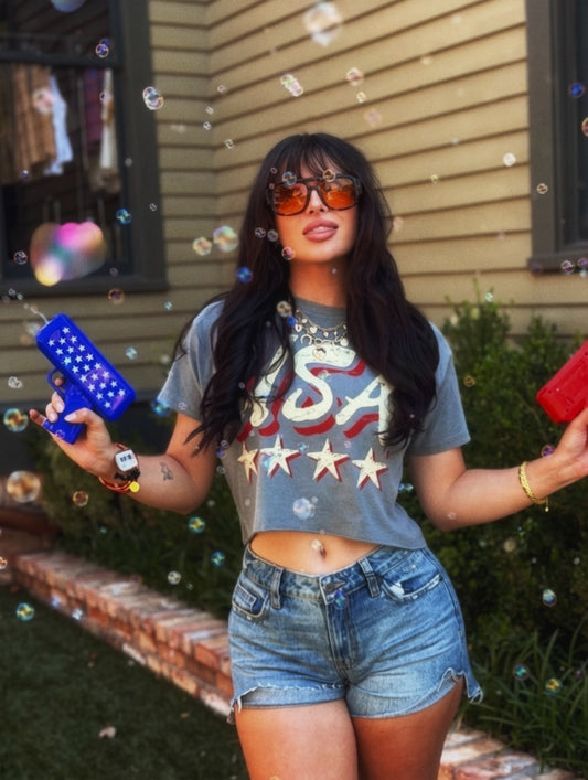 Crop USA Stars Tee