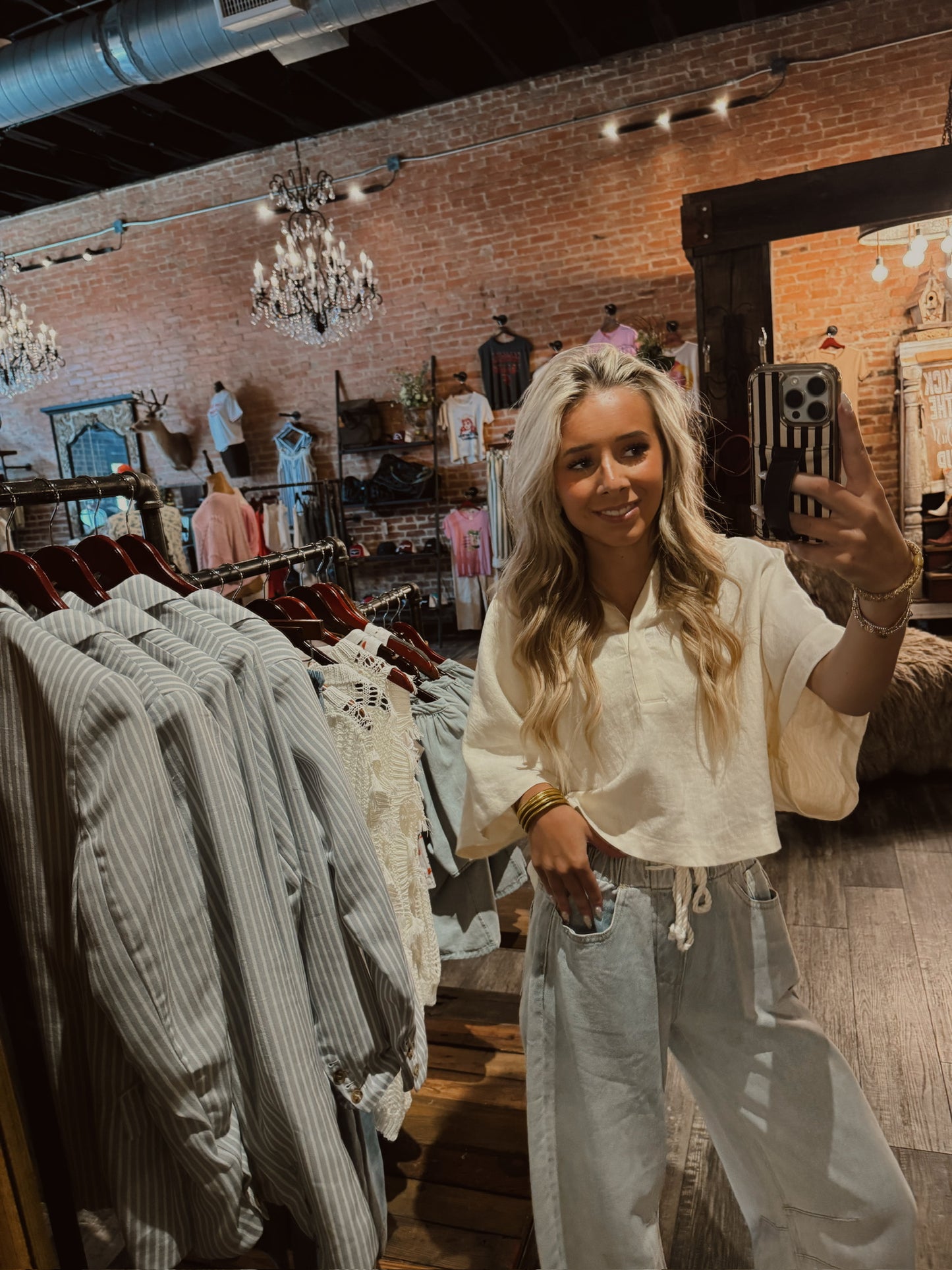 Drawstring Barrel Jeans
