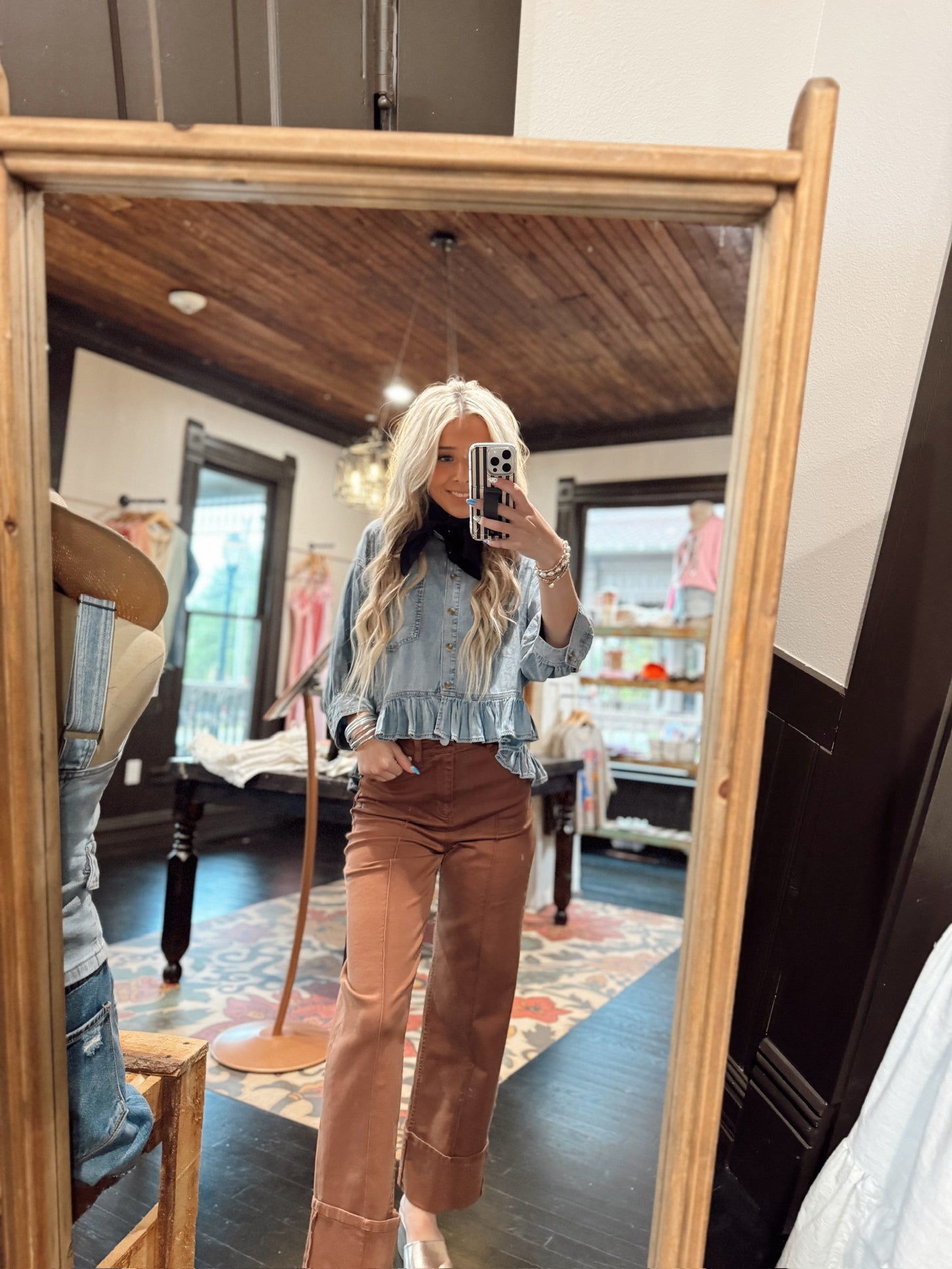 Softest Denim Flutter Top