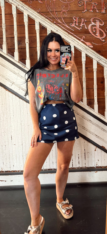 Navy Dottie Mini Skirt