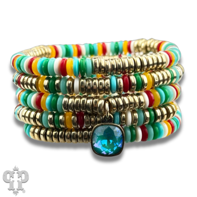 Multi-color Bead Bracelet Stack
