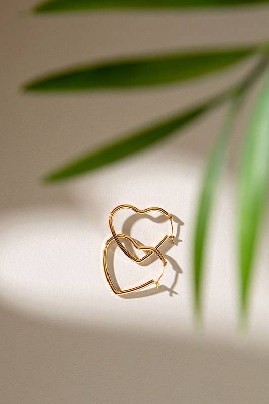 14K HEART HOOP EARRING