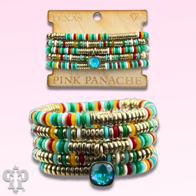Multi-color Bead Bracelet Stack