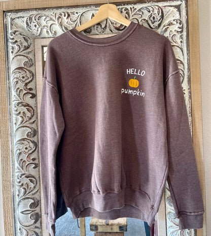 Hello Pumpkin Mineral Brown Sweatshirt