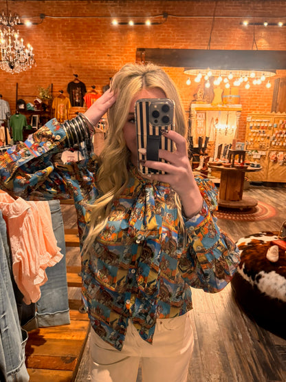 Howdy Hanny Long Sleeve Yeehaw Tie Top