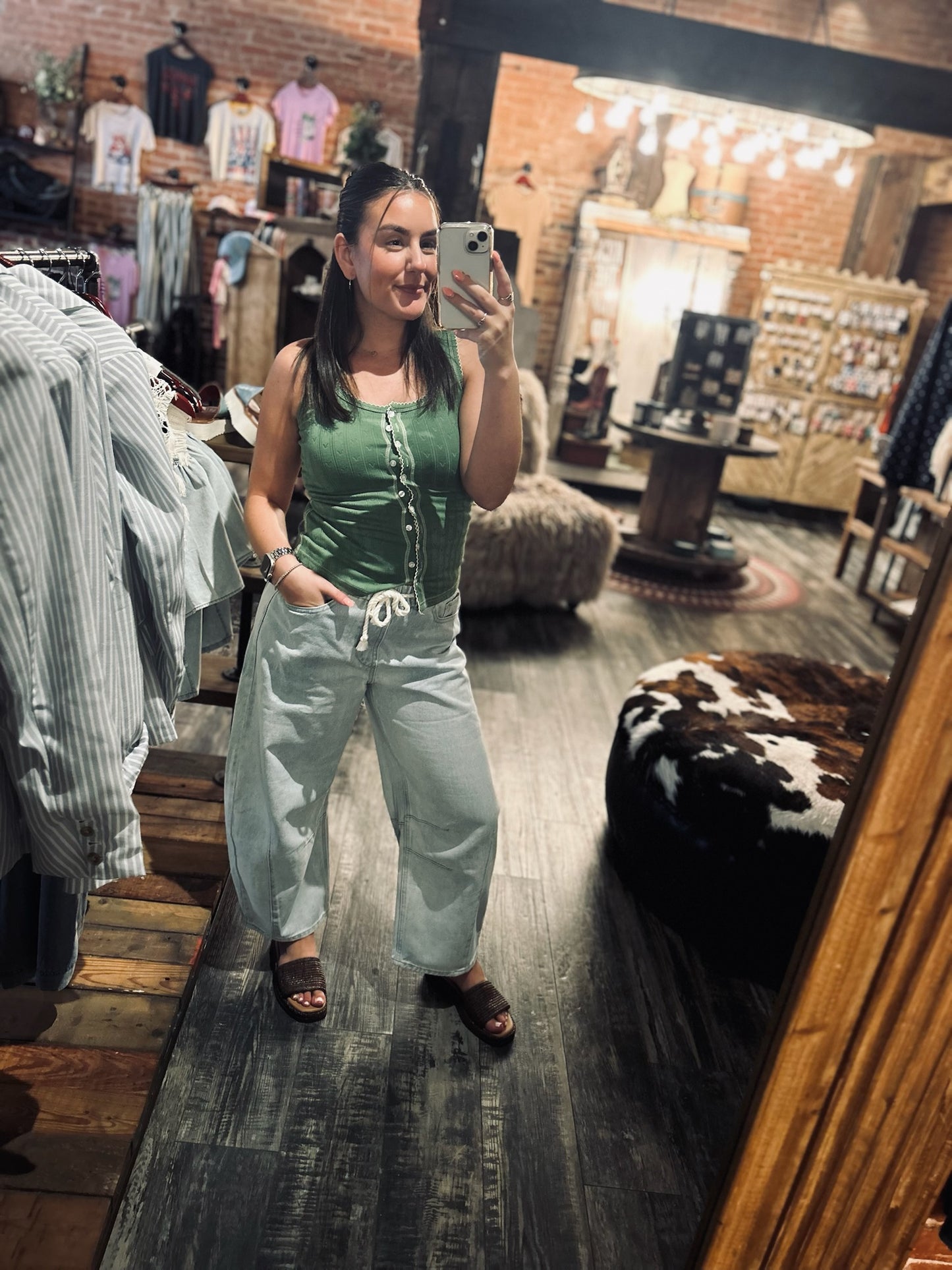 Drawstring Barrel Jeans