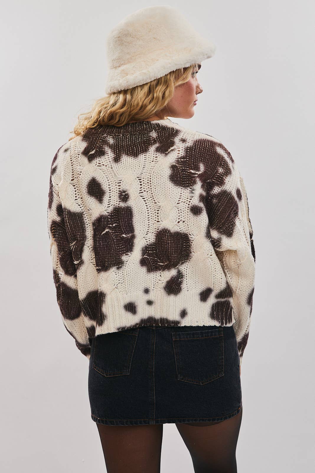 ANIMAL PRINT CABLE SWEATER