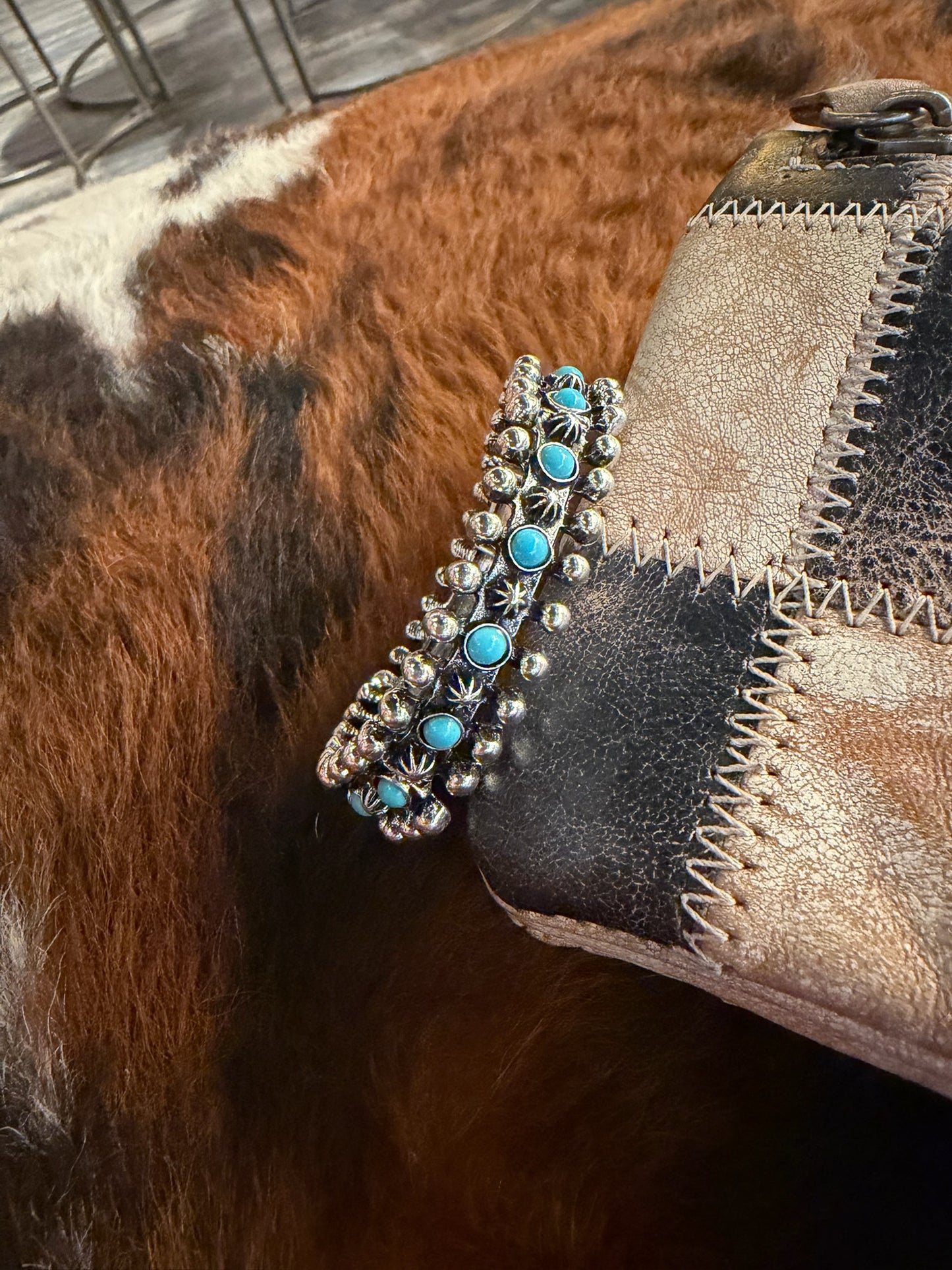 Burnished Silver & Turq Bracelet