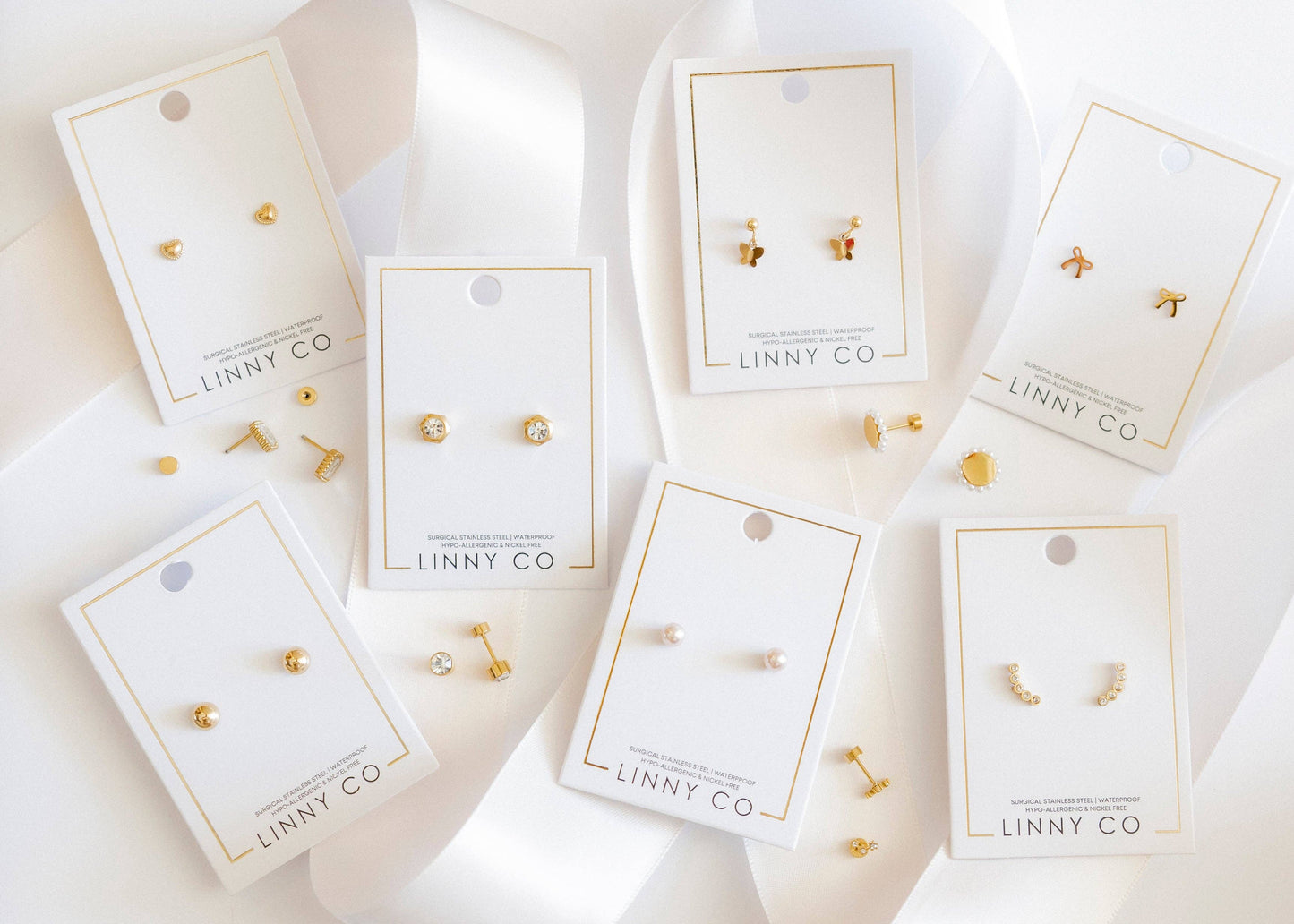 Screwback Stud Earrings - Abigail Sparkle Gold