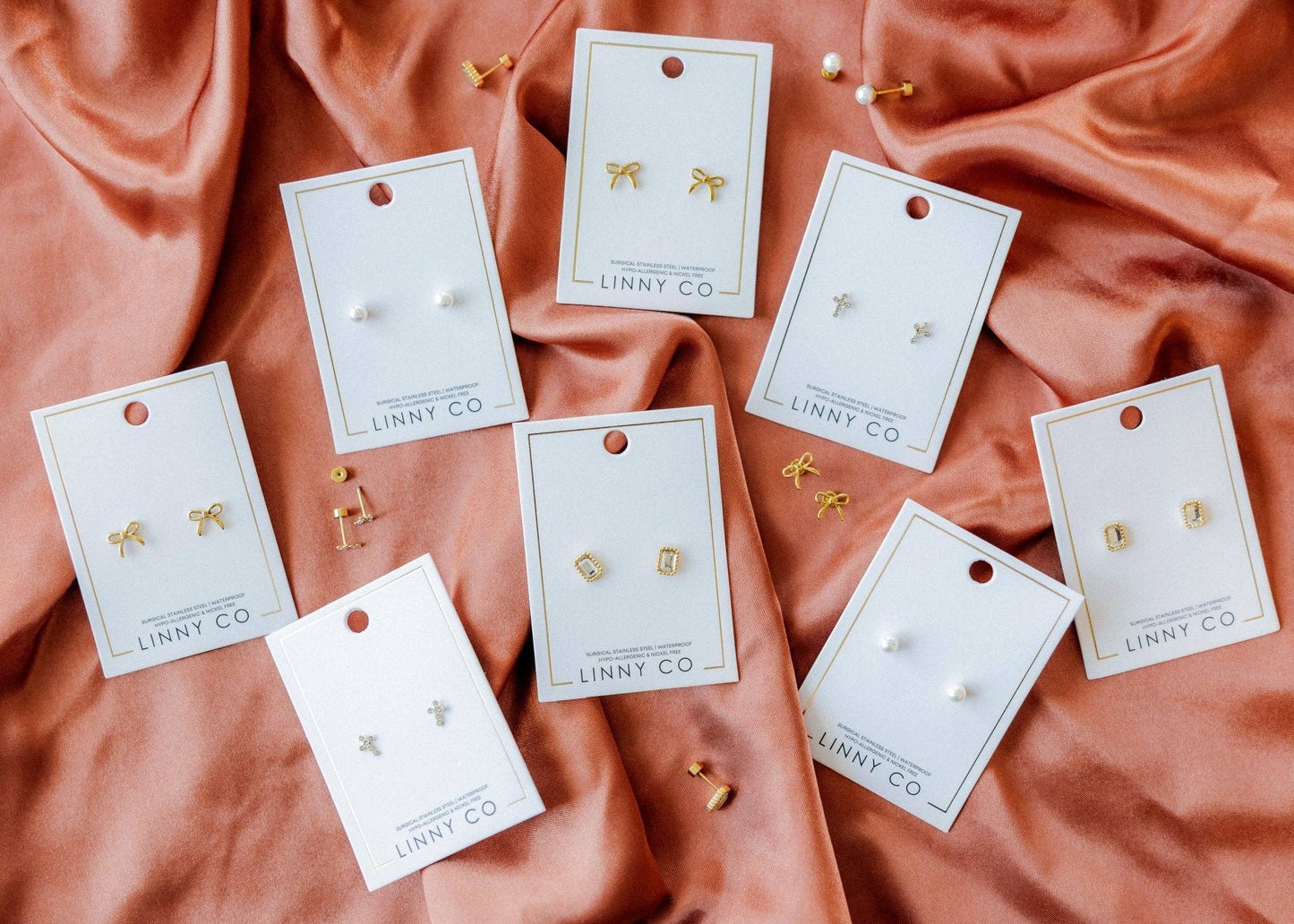 Screwback Stud Earrings - Clara Cross Gold Sparkle