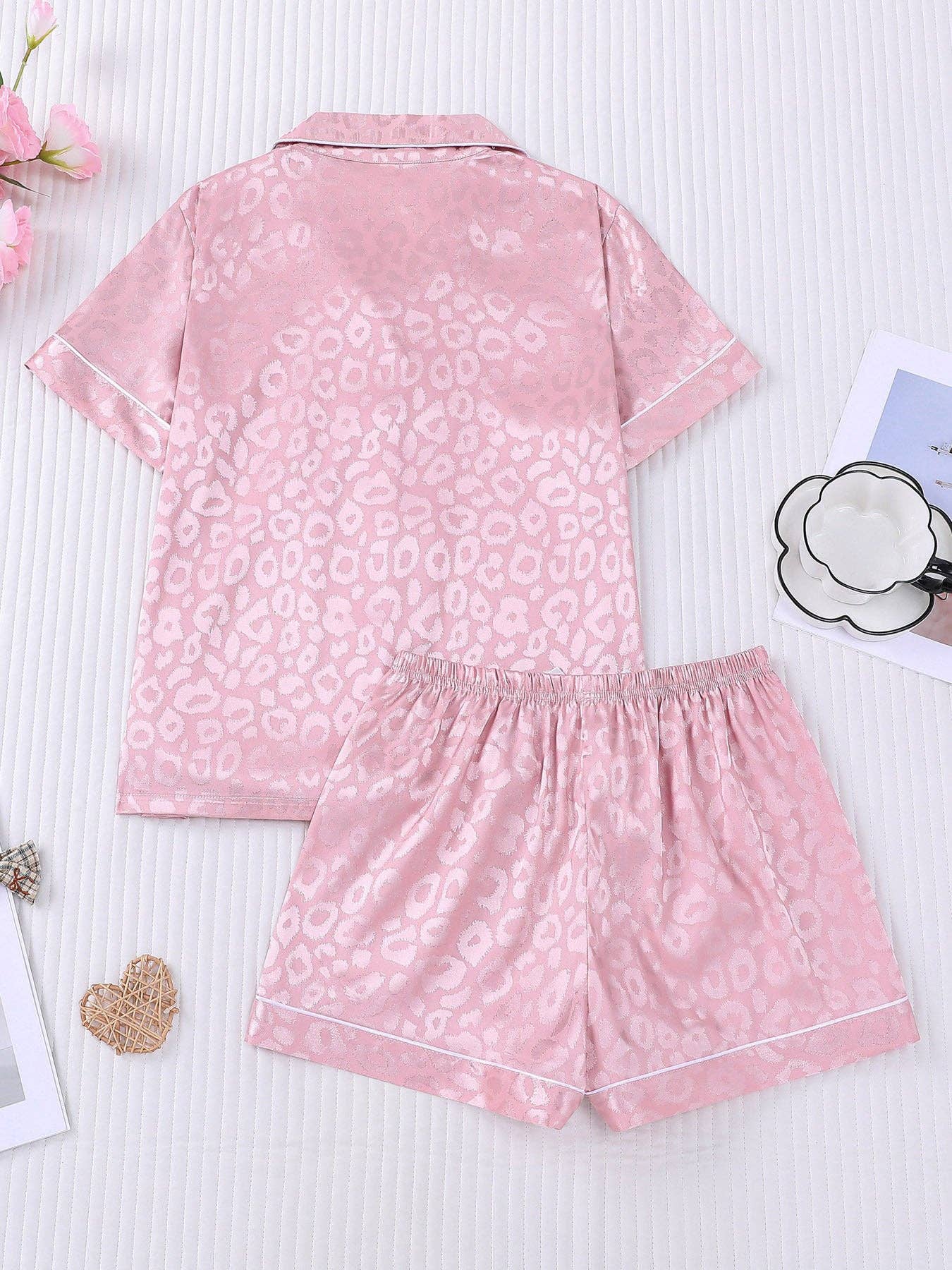 Leopard Print Silky Pajama Set
