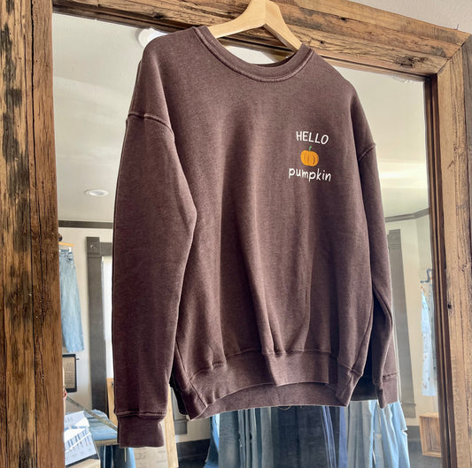 Hello Pumpkin Mineral Brown Sweatshirt