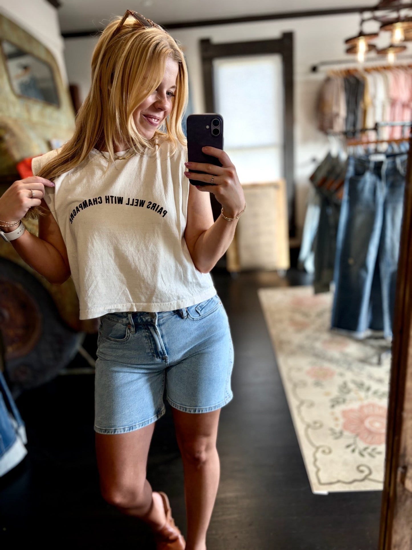 Waveberry Longer Denim Shorts