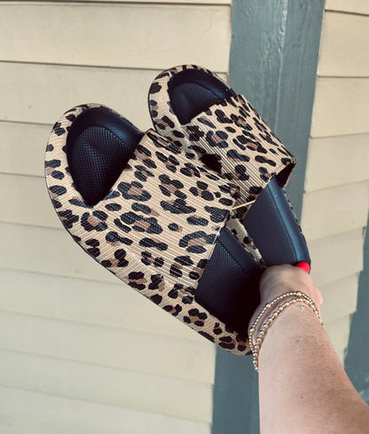 Leopard Print Thick Sole Slip Ons