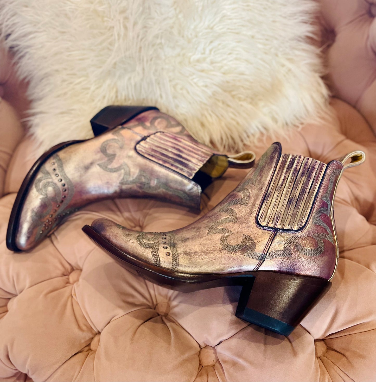 Shay Metallic Lavender Bootie by Old Gringo