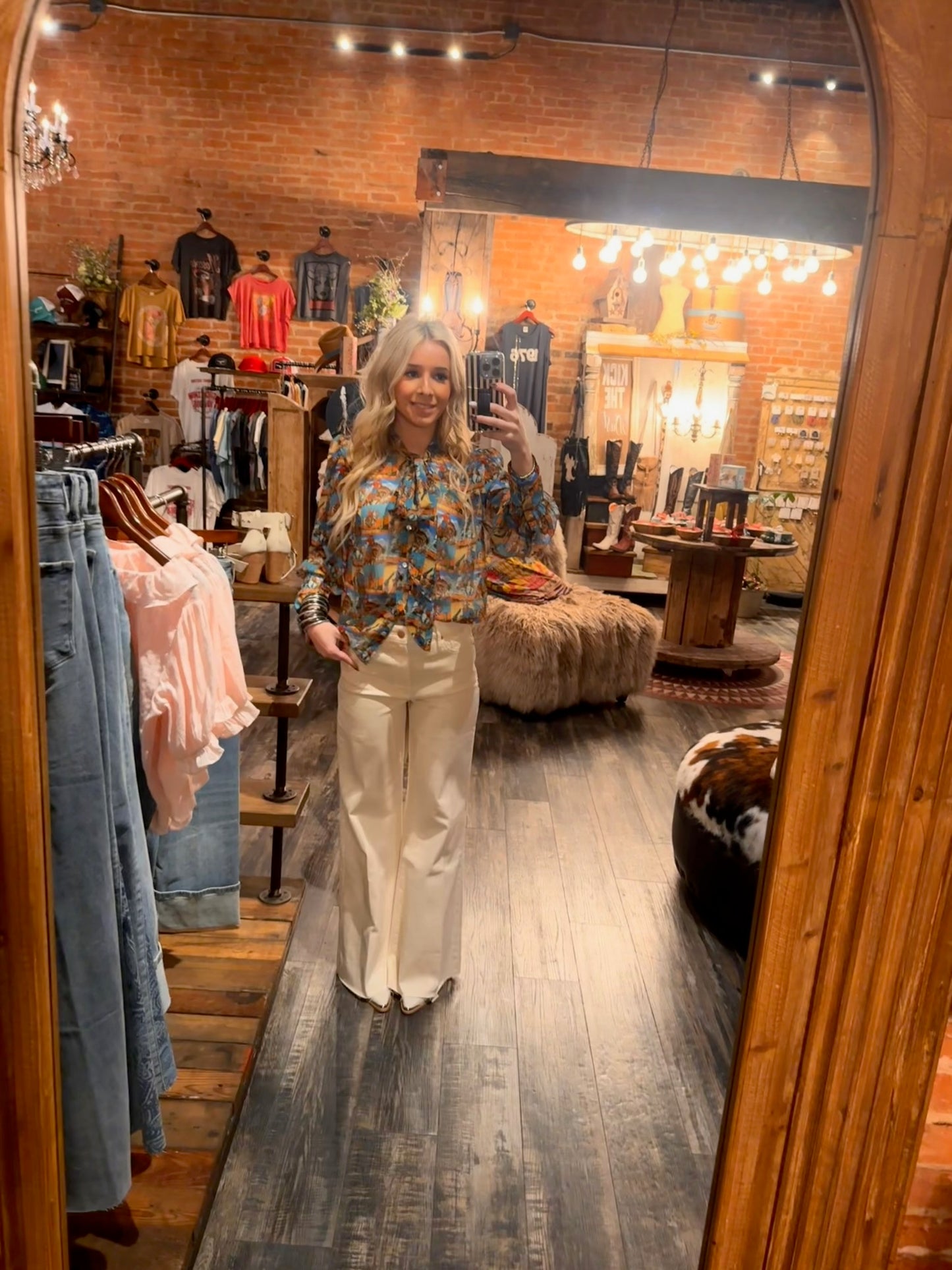 Howdy Hanny Long Sleeve Yeehaw Tie Top