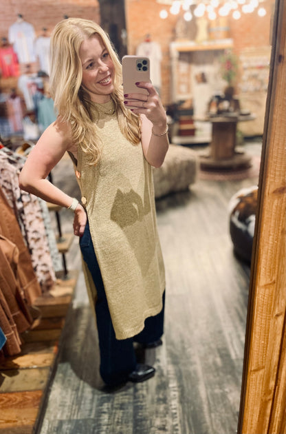 Side Split Sweater in Honey
