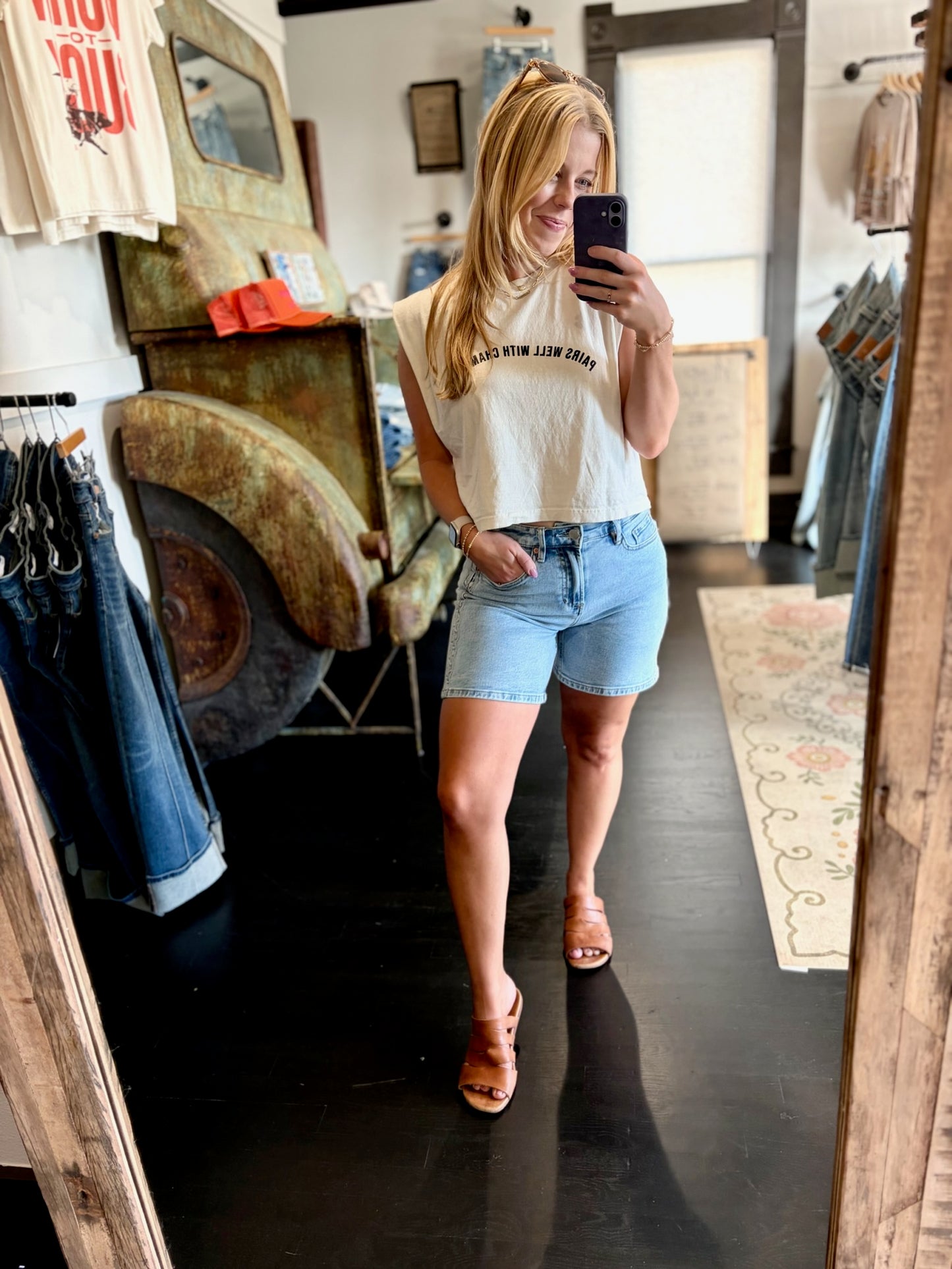 Waveberry Longer Denim Shorts