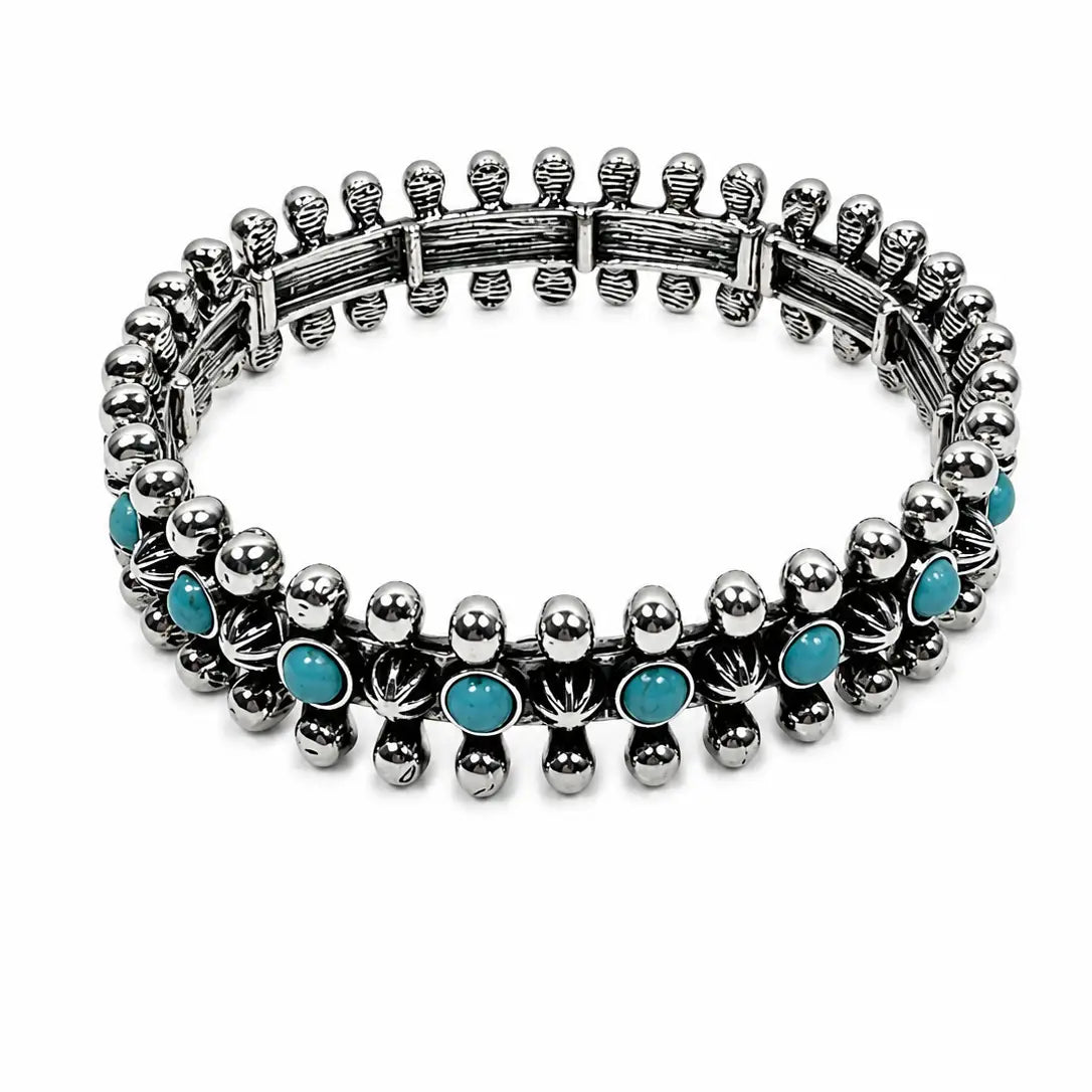 Burnished Silver & Turq Bracelet