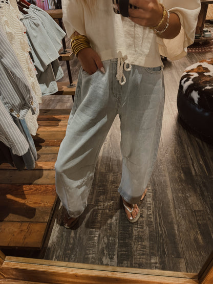 Drawstring Barrel Jeans