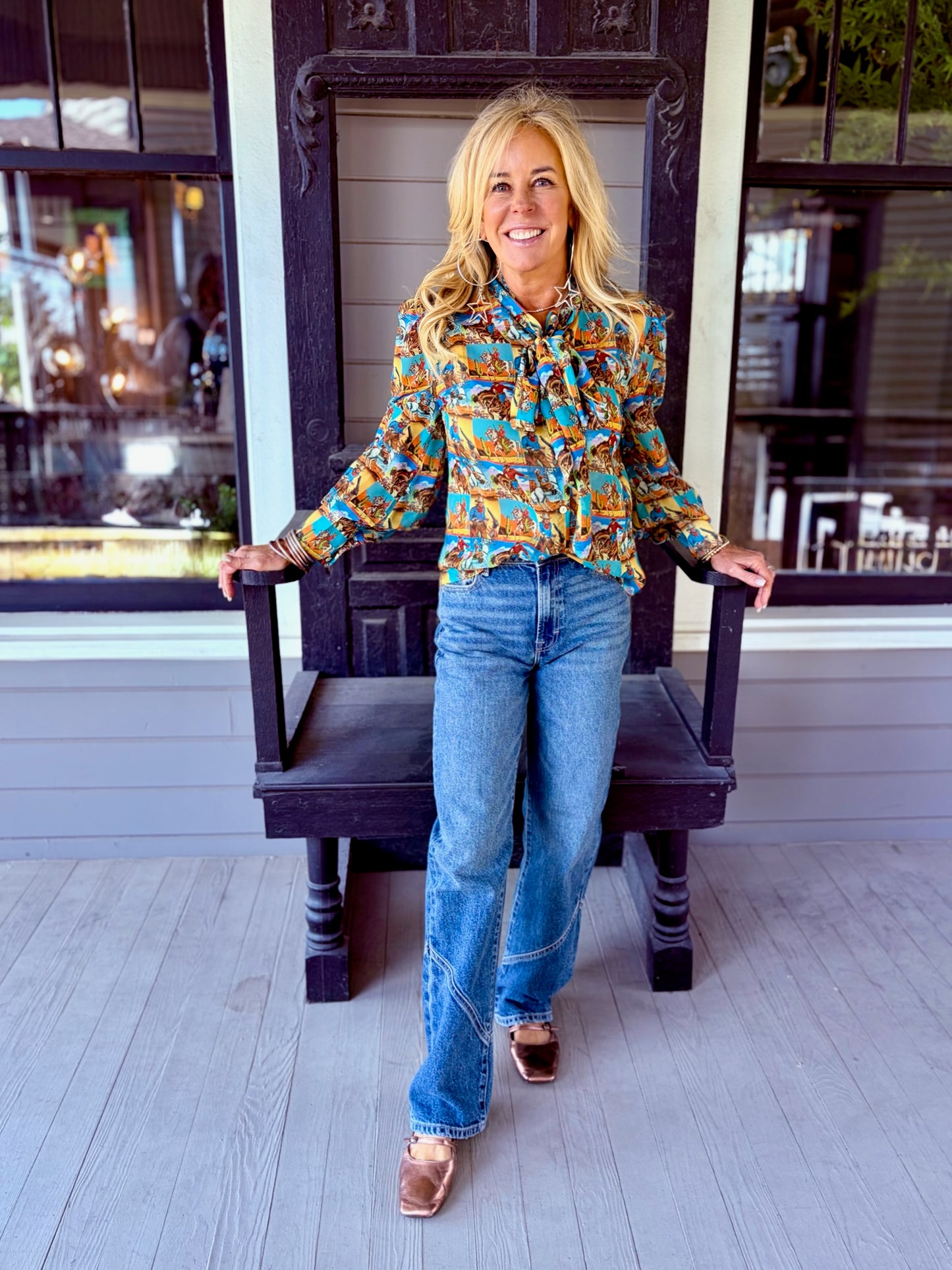 Howdy Hanny Long Sleeve Yeehaw Tie Top