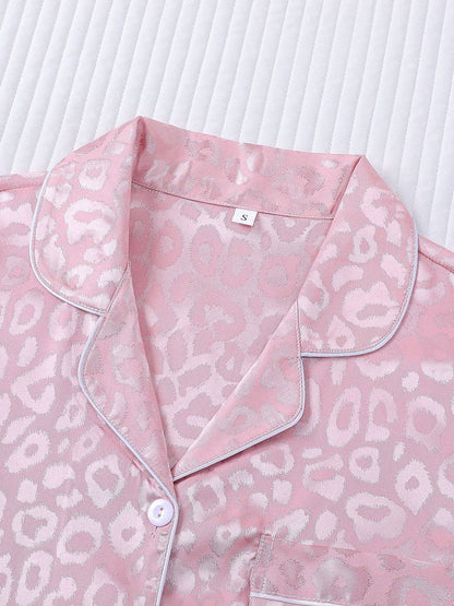 Leopard Print Silky Pajama Set