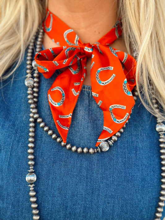 Burnt Orange Silk Twilly Scarf