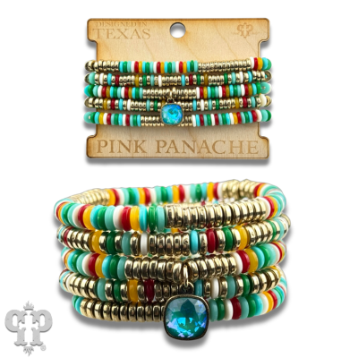 Multi-color Bead Bracelet Stack