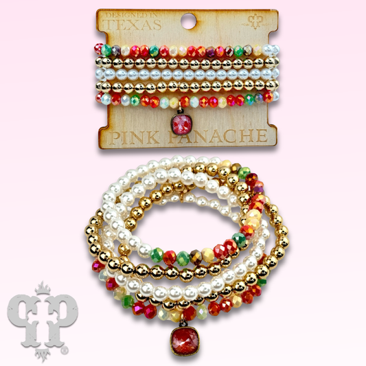Five Strand Multi Bead Bracelet