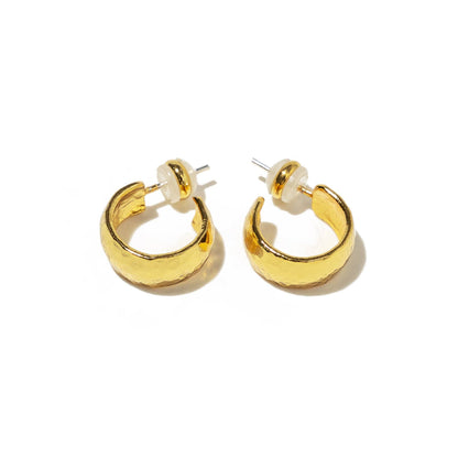 24K Gold Mini Hammered Hoops