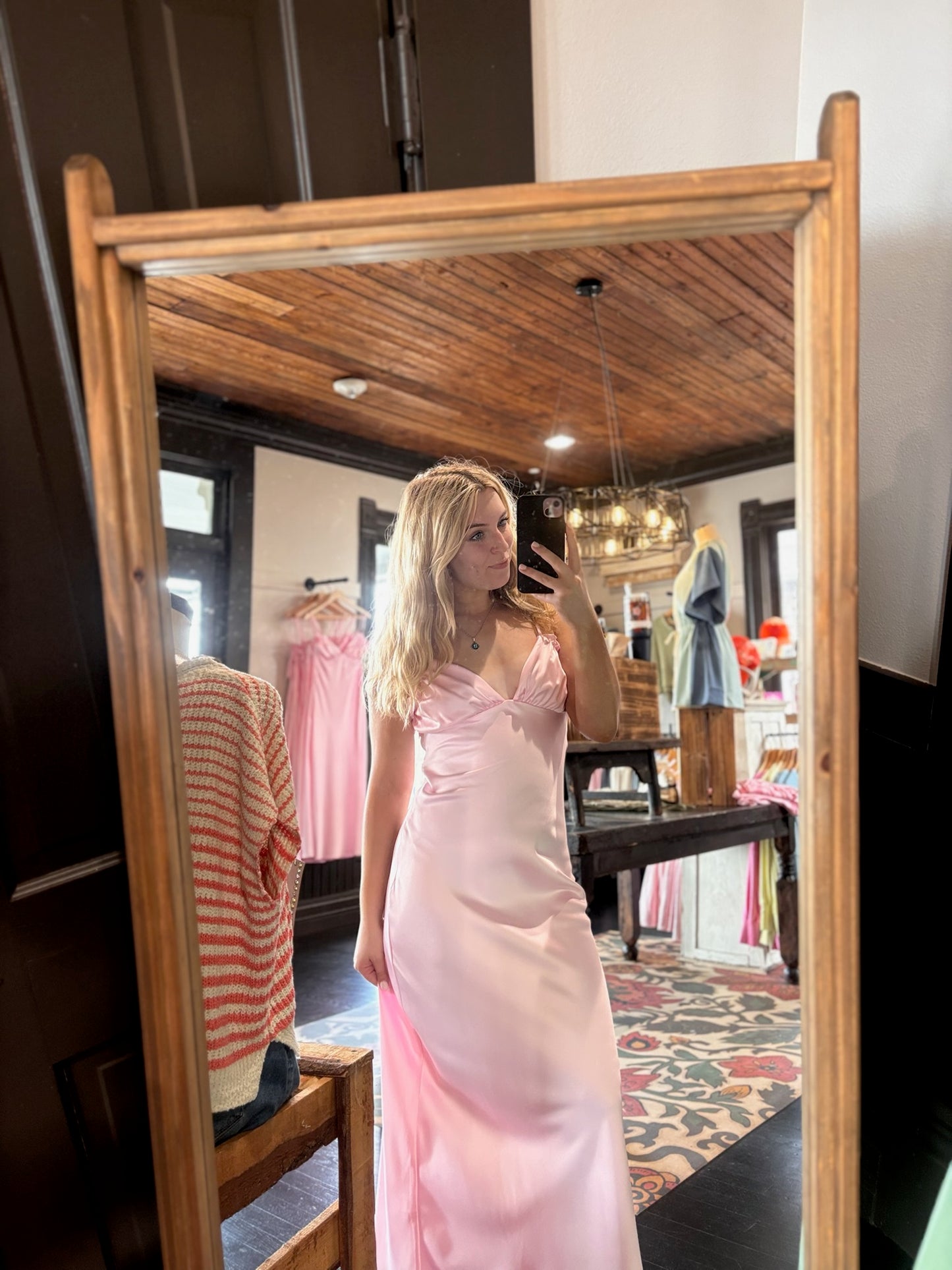 Make Me Blush Satin Dress