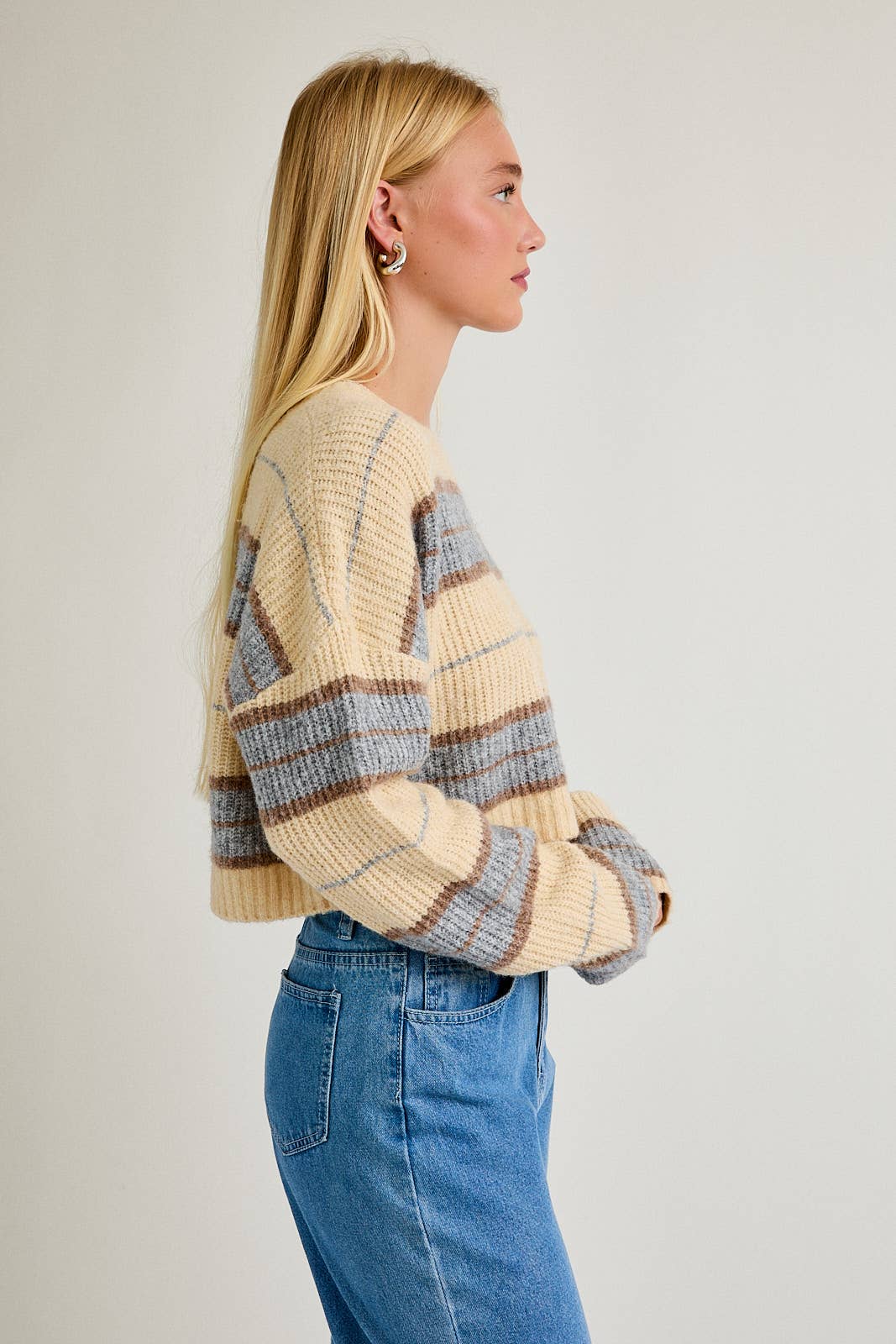 Oversize Crop Stripe Sweater
