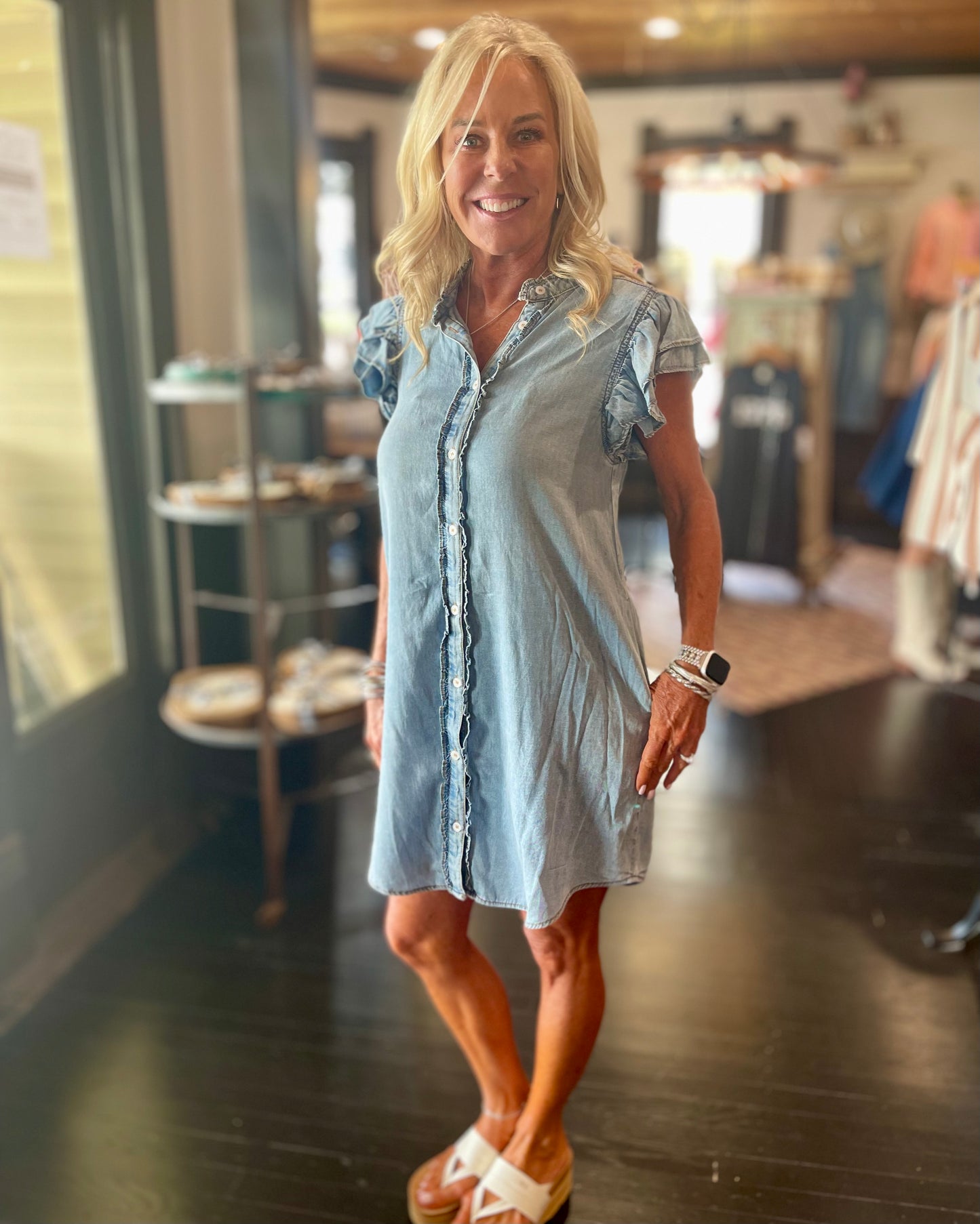 Kate Flutter Denim Dress