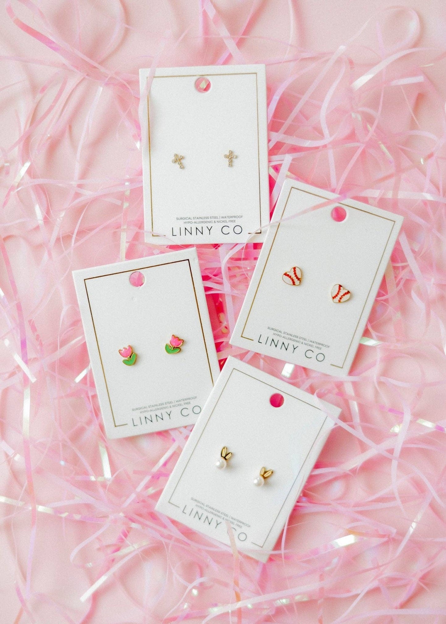 Screwback Stud Earrings - Clara Cross Gold Sparkle