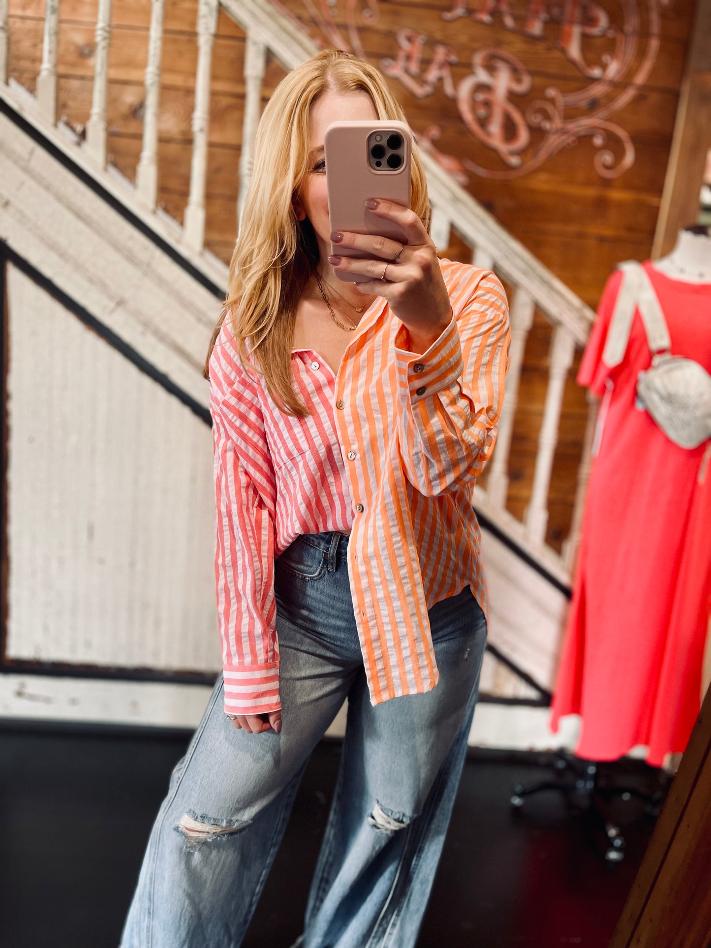 Just Peachy Button Down
