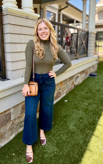 Olive Meshlike Top